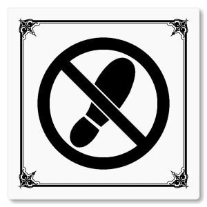 Zákaz vstupu v obuvi, 80x80mm, bílá, Nebraska